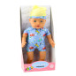 Lalka bobas w niebieskim ubranku z wzorami i czapeczką z uszami 31cm - EAN: 5905991055631