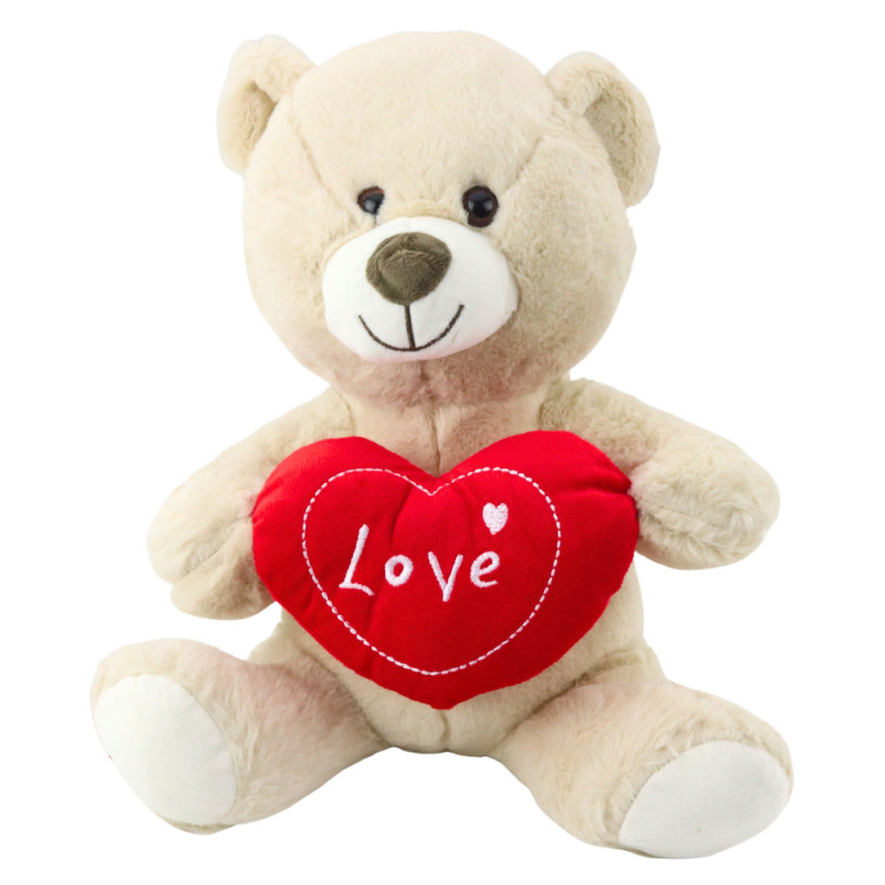 Pluszowa maskotka przytulanka miś z sercem kremowy beżowy 30cm EAN: 5905991037620