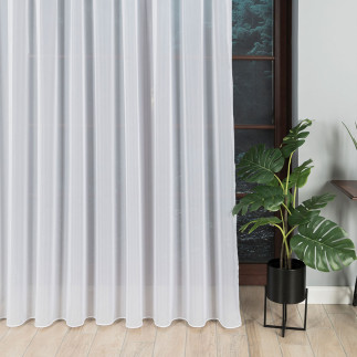Woal firanka fantazyjna z ołowianką, wysokość 350cm, kolor 001 biały