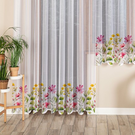 Kwiatowa Łąka Firanka Żakardowa Prosta 300x220cm Biała EAN: 5906450930452