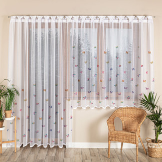 Motylki firanka żakardowa odpasowana na prosto, szerokość 300 x wysokość 220cm, kolor 001 biały
