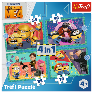 Puzzle 4w1 Zwariowane Minionki Trefl EAN: 5900511346480