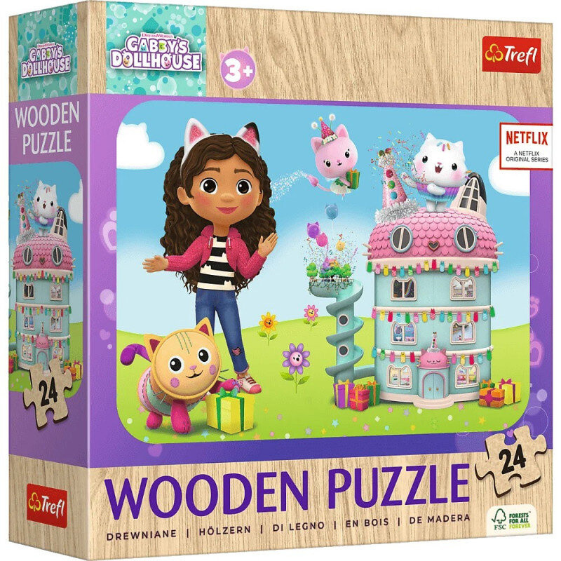 "Wesoła Gabby i Przyjaciele - 24 Drewniane Puzzle Trefl, EAN: 5900511202687"