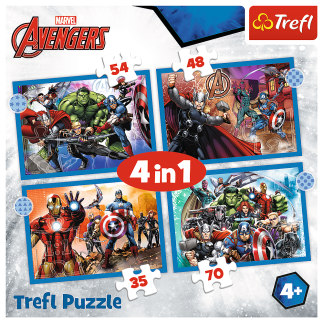 Puzzle - "4w1" - odważni avengersi trefl  34386