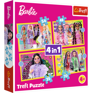 Puzzle - 4w1 - wesoły świat barbie / mattel, barbie 34626