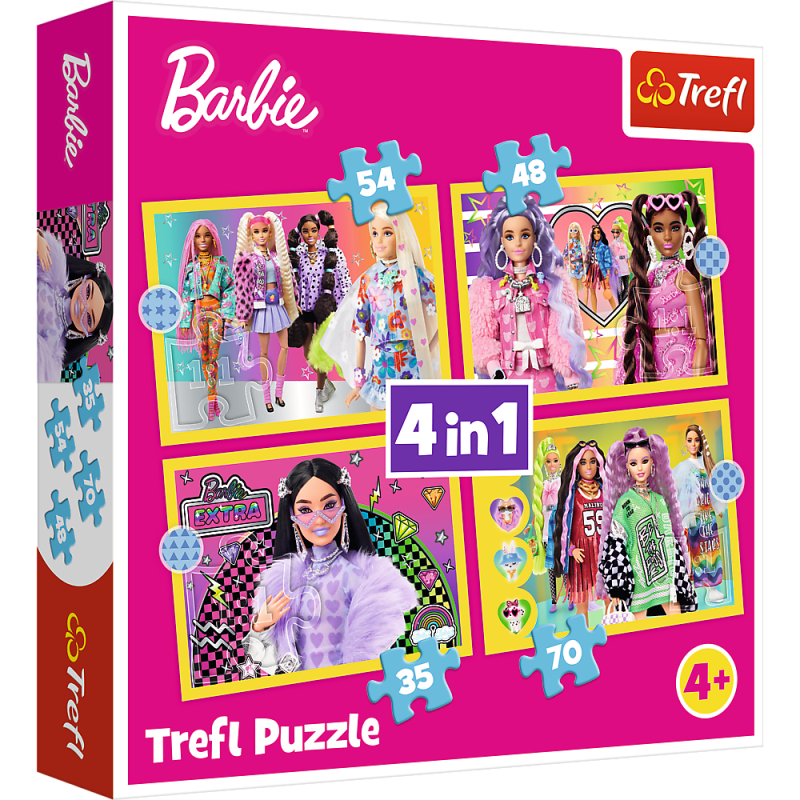 Puzzle 4w1 - Wesoły świat Barbie / Mattel - EAN: 5900511346268