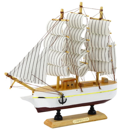Model kolekcjonerski dekoracyjny statek żaglowiec trójmasztowy biały 24x23cm EAN: 5905991049296