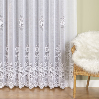 Firanka żakardowa ze wzorem pasowym, wysokość 250cm, kolor 001 biały