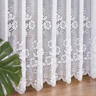 Firanka żakardowa ze wzorem pasowym, wysokość 250cm, kolor 001 biały
