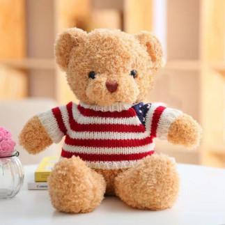 Pluszowa maskotka przytulanka miś w paski kremowy 32cm EAN: 5905991047780