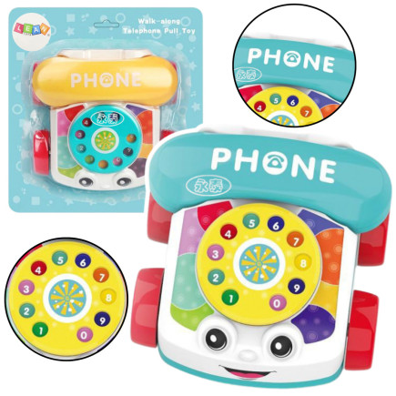 Telefon na kółkach do ciągnięcia interaktywny kolorowy