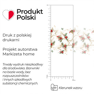 Złote gwiazdy tkanina dekoracyjna obrusowa nina wodoodporna, 160cm, kolor 001 biały