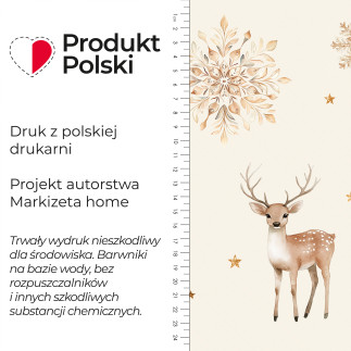 Jelonki, zimowa opowieść tkanina dekoracyjna nina wodoodporna, 160cm, kolor 004 beżowy