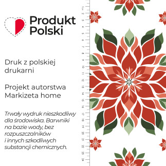 Folk,gwiazda betlejemska tkanina dekoracyjna nina wodoodporna, 160cm, kolor 001 biały