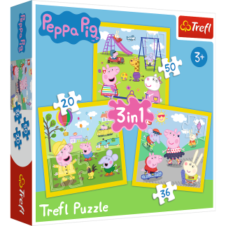 Puzzle - 3w1 - wesoły dzień peppy - peppa pig trefl 34849