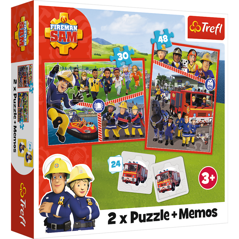 Puzzle 2w1 + Memos Drużyna Strażaka Sama Trefl 93334 EAN: 5900511933345