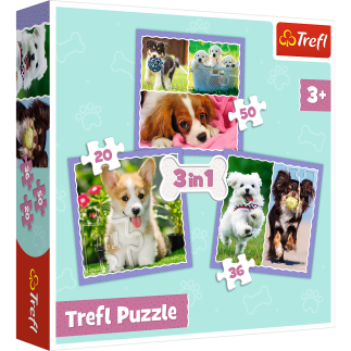Puzzle - 3w1 - urocze pieski - trefl 34854