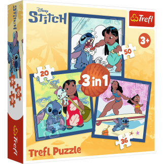 Puzzla 3w1 - czas ze stitchem  lilo and stitch trefl 34896