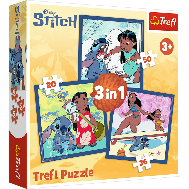 Puzzel 3w1 Z Czasem ze Stitch'em - Lilo i Stitch, Trefl 34896, EAN: 5900511348965