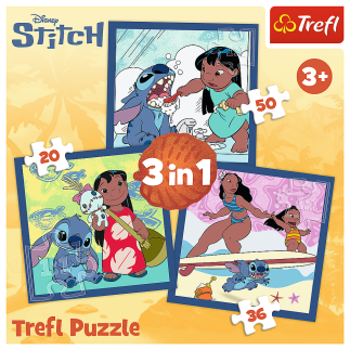 Puzzla 3w1 - czas ze stitchem  lilo and stitch trefl 34896