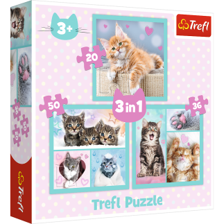 Puzzle - "3w1" - słodkie zwierzaki trefl 34862