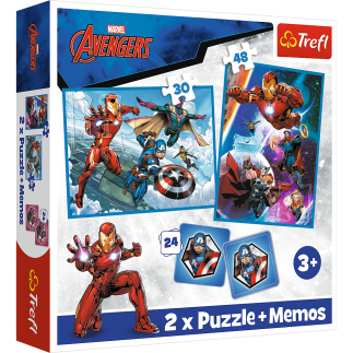 Puzzle - 2w1 + memos bohaterowie w akcji marvel the avengers trefl  93333