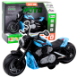 Niebieski motocykl zabawkowy na baterie z dźwiękami i światłami, EAN: 5905991053552