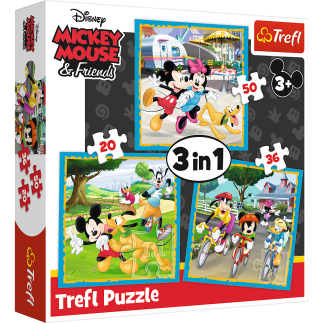 Puzzle - 3w1 - myszka miki z przyjaciółmi trefl 34846