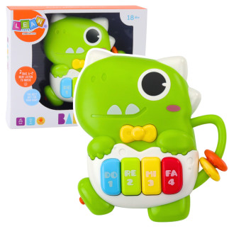 Mini pianinko dla malucha dinozaur zielony światła dźwięki
