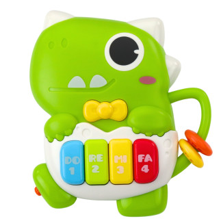 Mini pianinko dinozaur zielony z dźwiękami i światłami dla malucha EAN: 5905991052289