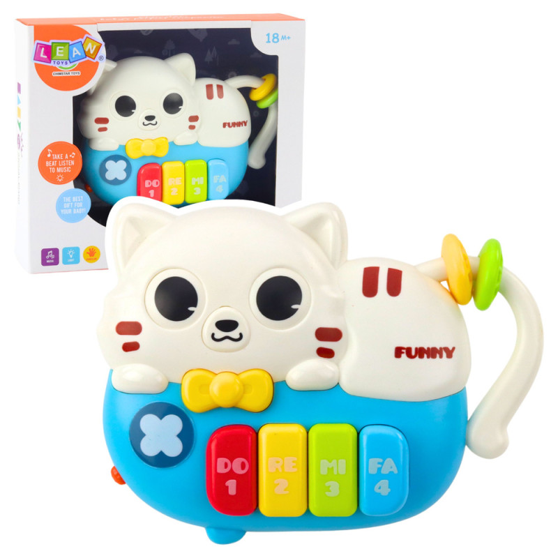 Mini pianinko dla malucha kotek niebieskie światła dźwięki EAN: 5905991052296