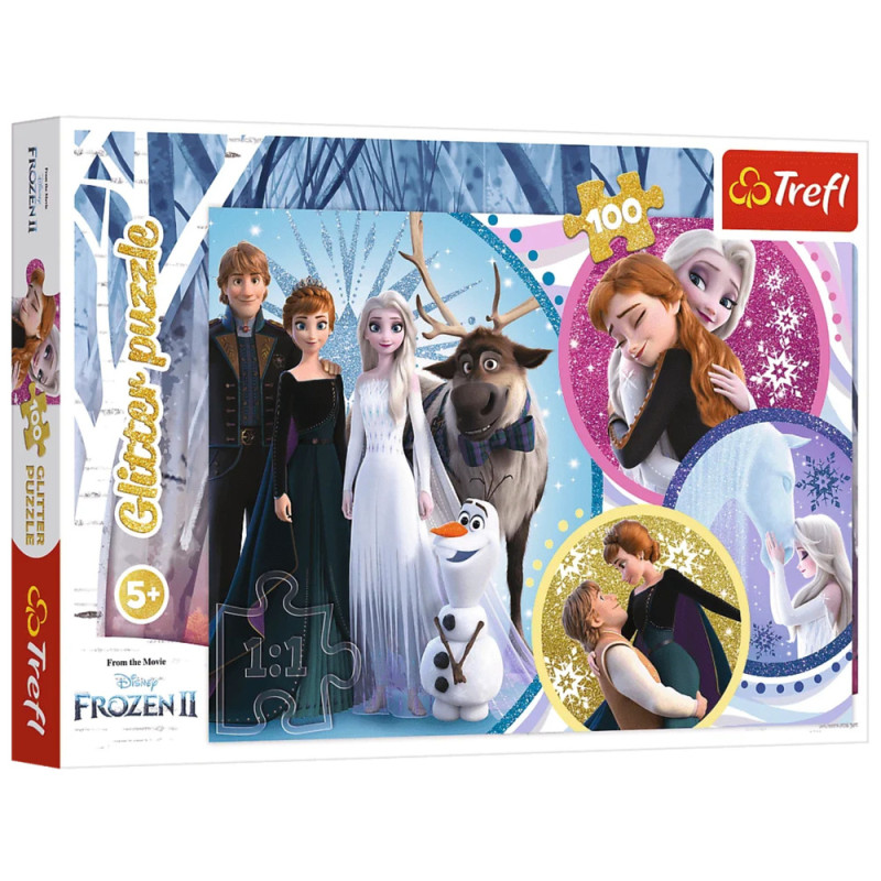 Puzzle 100 glitter - W blasku miłości - Disney Frozen 2 - Trefl 14817, EAN: 5900511148176