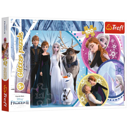 Puzzle - 100 glitter - w blasku miłości - disney frozen 2 trefl 14817