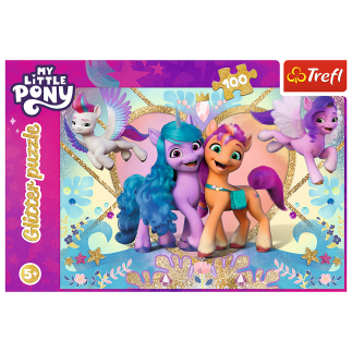 Puzzle glitter 100 el. my little pony błyszczące kucyki trefl  14831