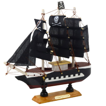 "Czarny Piracki Statek Żaglowiec 20x20cm Model Kolekcjonerski Dekoracyjny EAN: 5905991049265"