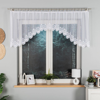 Żaneta firanka żakardowa gotowa, szerokość 320 x wysokość 80cm, kolor 001 biały