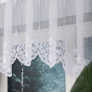Żaneta firanka żakardowa gotowa, szerokość 320 x wysokość 80cm, kolor 001 biały