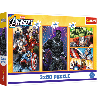 Puzzle - 3x80 - dni pełne akcji - disney marvel the avengers trefl 34883