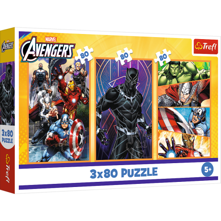 Puzzle - 3x80 - dni pełne akcji - disney marvel the avengers trefl 34883