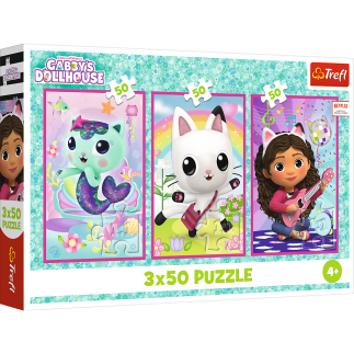 Puzzle 3x50 - poznajcie gabby i kotki gabbys dollhouse trefl 34876