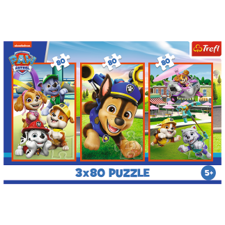 Puzzle - 3x80 - psia zgraja psi patrol trefl 34886