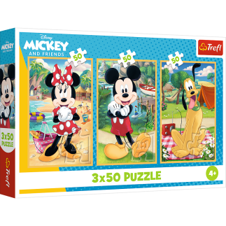 Puzzle - 3x50 - myszki na wakacjach  disney trefl 34881