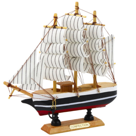Czarnobiały model kolekcjonerski żaglowca dekoracyjnego 21x21cm, EAN: 5905991049258