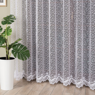 Firanka żakardowa ze wzorem po całości, wysokość 230cm, kolor 001 biały