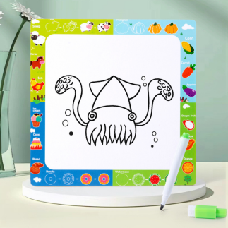 Układanka tablica 2w1 drewniana edukacyjna zwierzęta domowe pisak