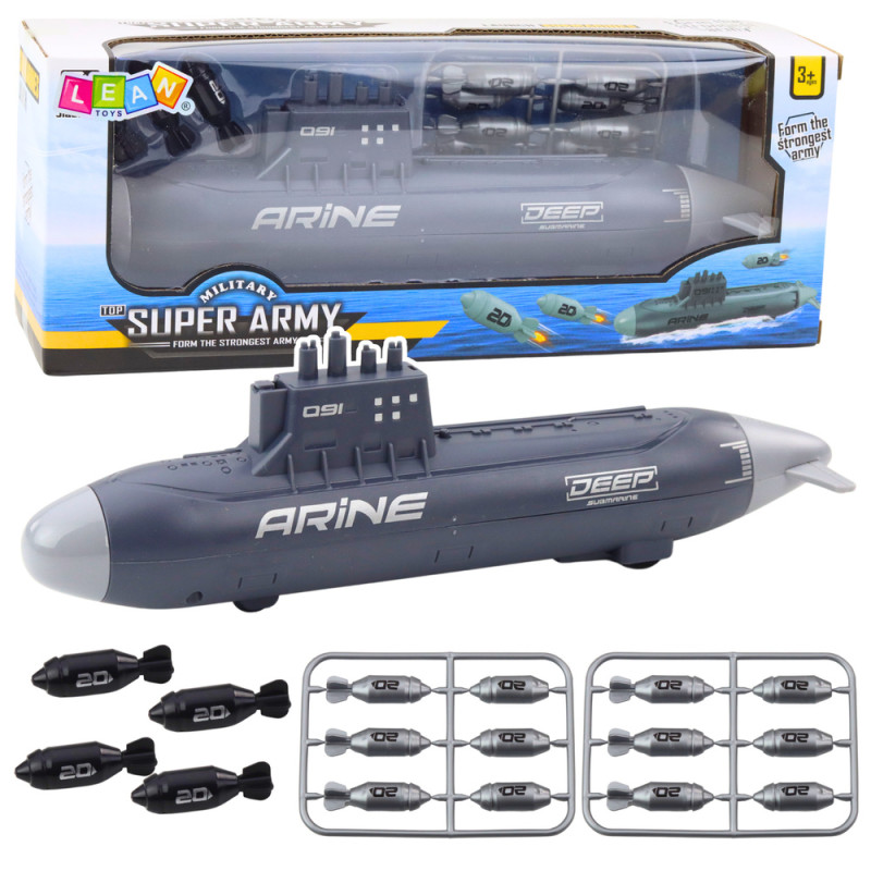 Ciemnoszara łódź podwodna z torpedami 28 cm - EAN: 5905991054306
