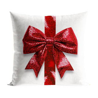 Brokatowa kokarda poszewka dekoracyjna velvet 40x40cm biały EAN: 5906450023178