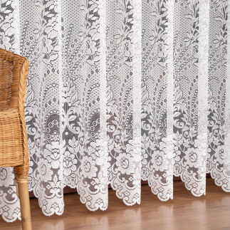 Firanka żakardowa ze wzorem po całości, wysokość 220cm, kolor 001 biały