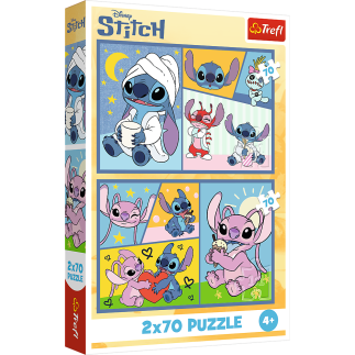 Puzzle 2x70 ze stitchem nie ma nudy - disney lilo and stitch trefl 34444