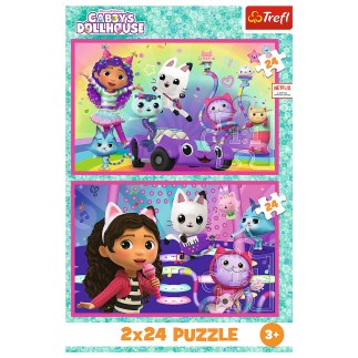 Puzzle - 2x24 - zabawy z gabby - universal gabbys dollhouse trefl 34433